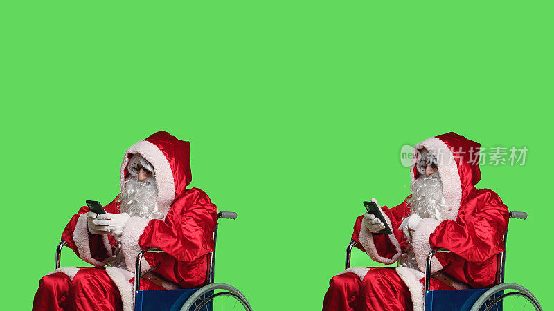圣诞老人发短信和视频通话