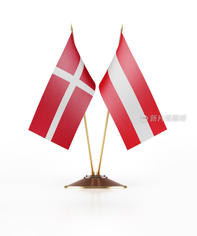 丹麦和奥地利的微型国旗
