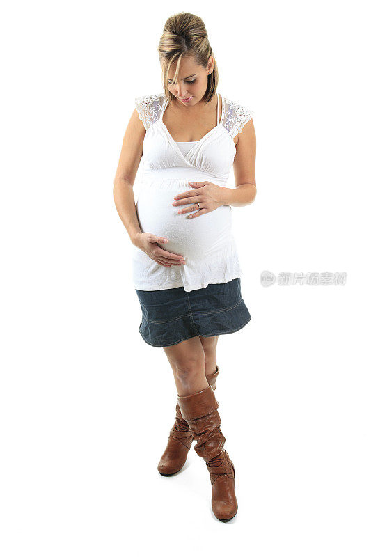 怀孕的白十字腿女人