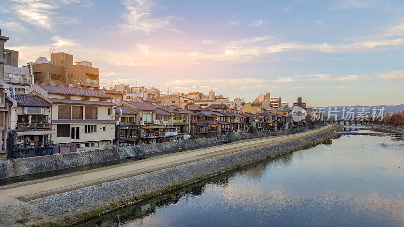 京都鸭川的日落