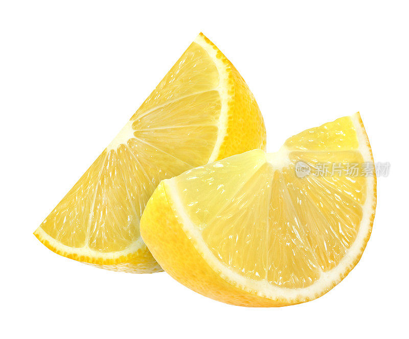 柠檬片孤立在白色背景与剪切路径