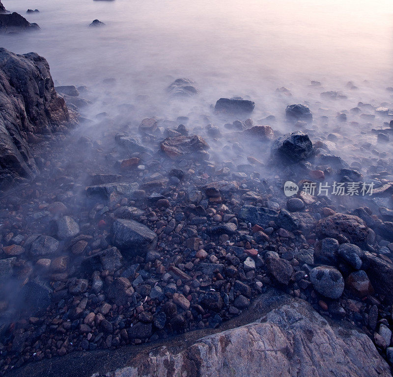 中国浙江海岸线，黄昏