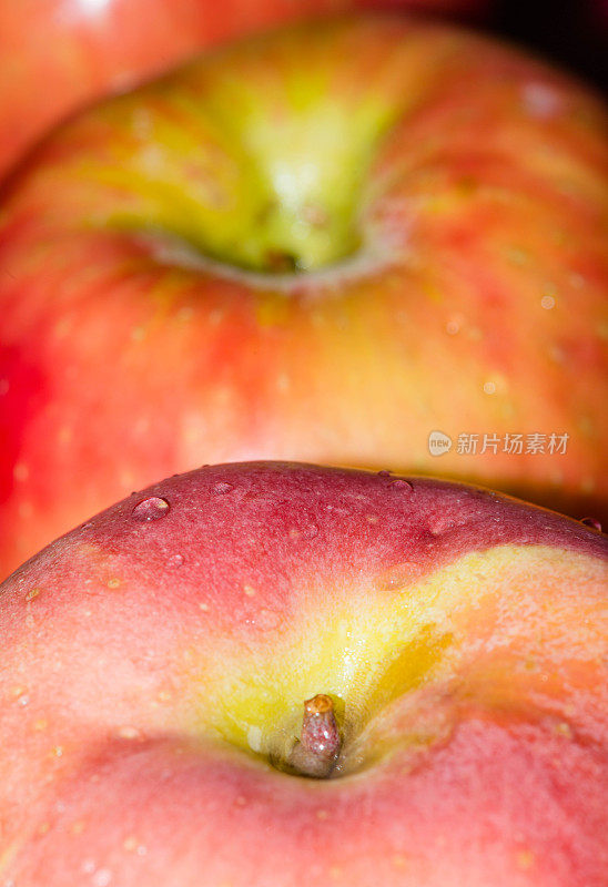 蜜脆苹果与水珠的特写