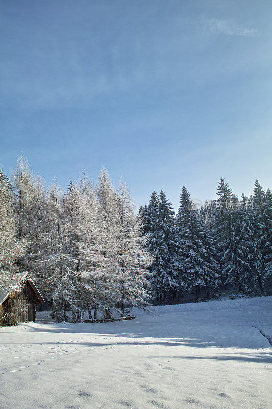 雪景带小房子