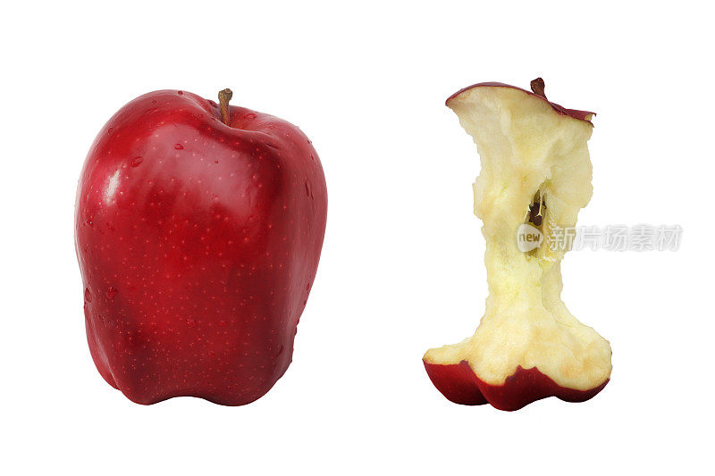 红苹果与果核