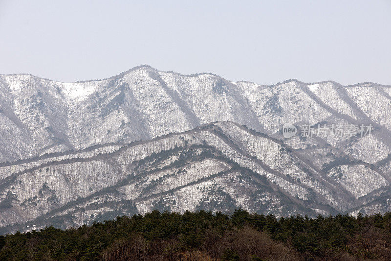 韩国平昌江原道的冬季景观。
