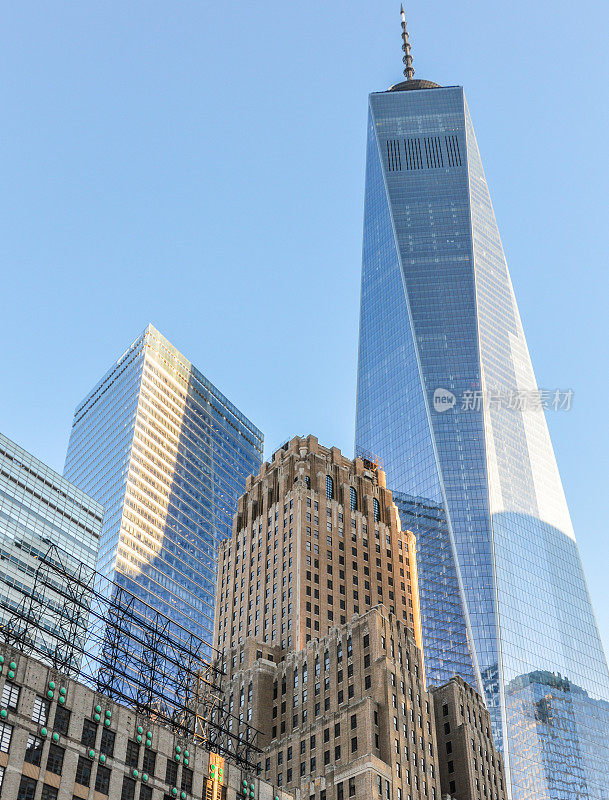 纽约的天际线和世贸中心一号大楼