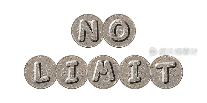 没有限制-五便士硬币在白色背景