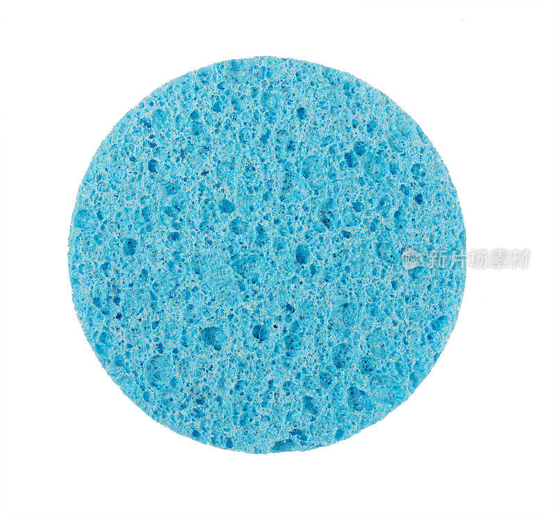 蓝色海绵圆形洁面泡芙，用于面部或清洁