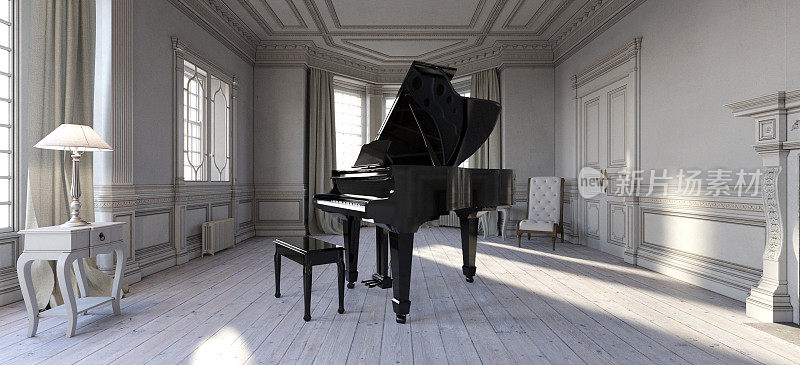 法国城堡里的大钢琴