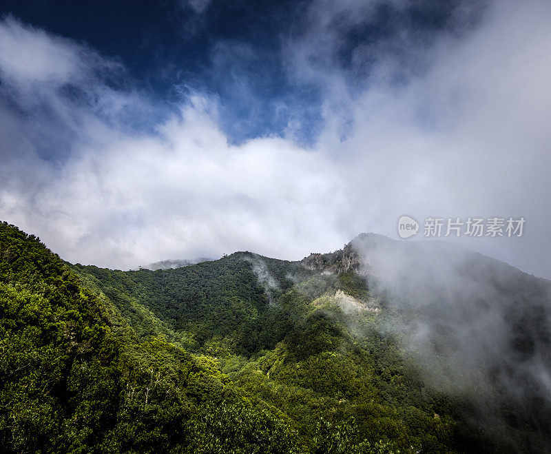 云在阿纳加山脉(马西佐德阿纳加)，在TF-12路边视图，特内里费，加那利群岛，西班牙