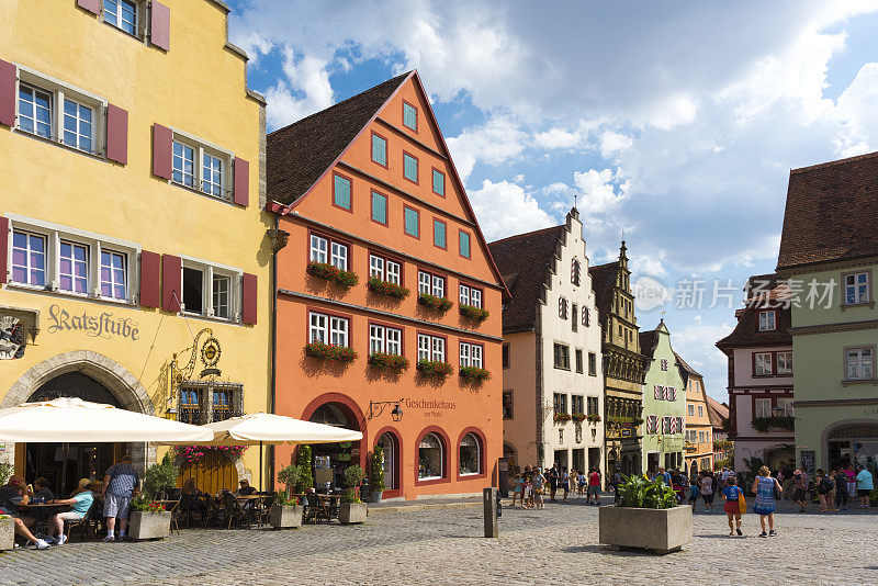 陶贝尔堡的老房子，风景如画的中世纪德国城市，著名的联合国教科文组织世界文化遗产，受欢迎的旅游目的地