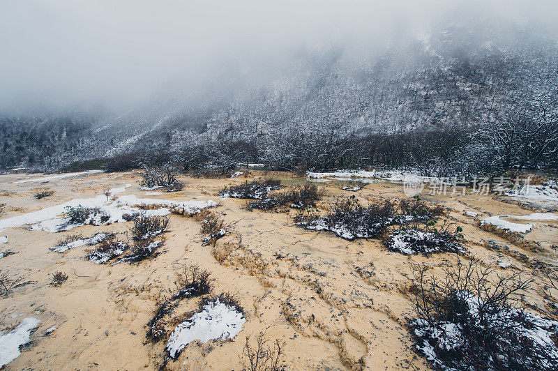 美丽的自然景观黄龙和九寨沟国家公园与惊人的雪在中国四川