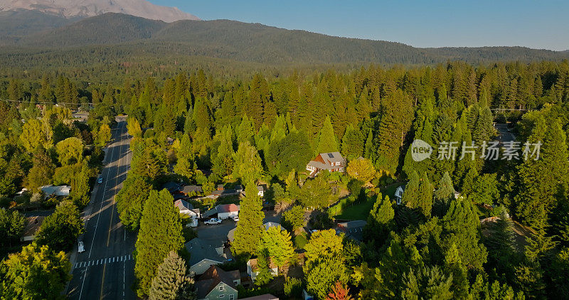 加利福尼亚州沙斯塔山的房屋鸟瞰图