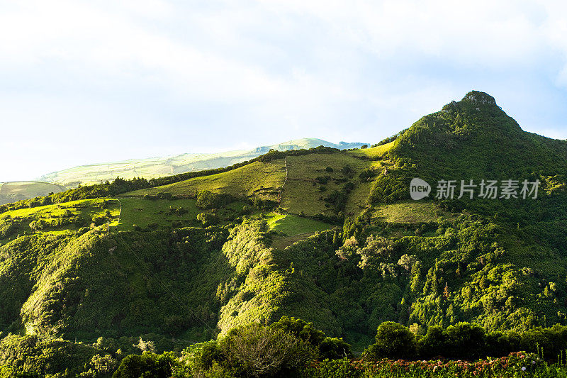 青山的全景。