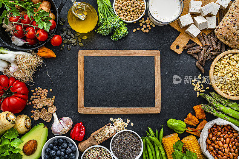 素食主义:有机蔬菜和肉类替代品的概念