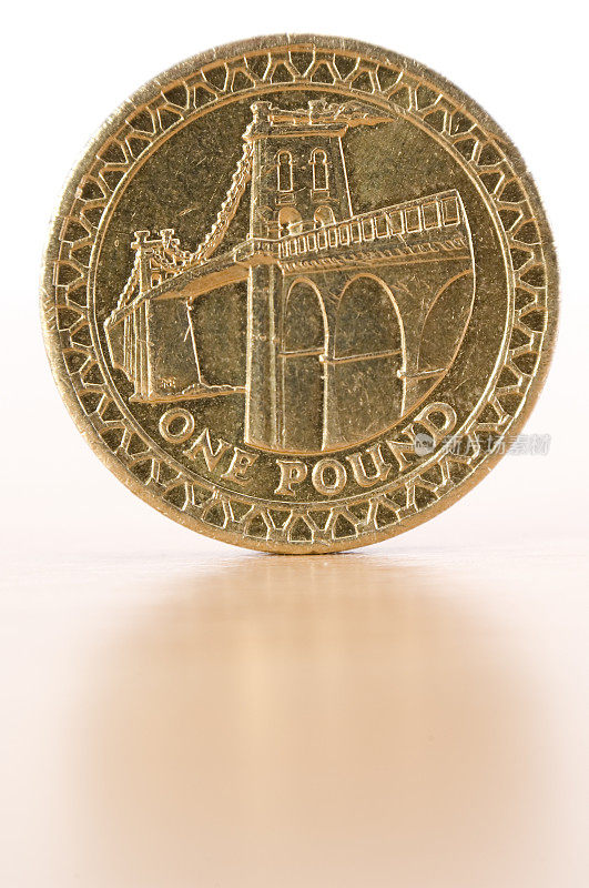 英国英镑硬币的特写