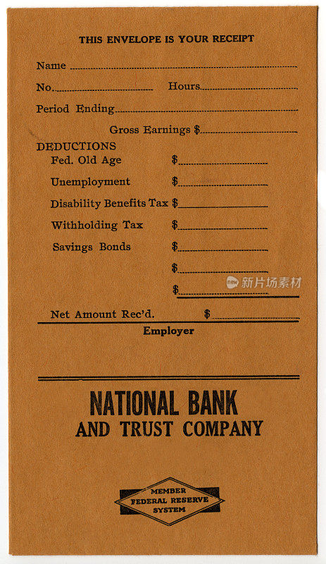 古董存款信封-国家银行和信托公司