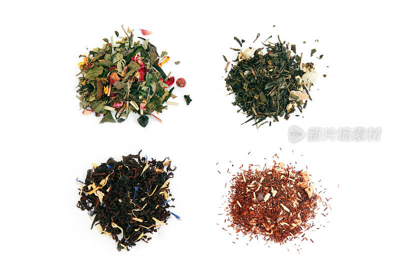 白茶，绿茶，红茶和龙舌兰茶