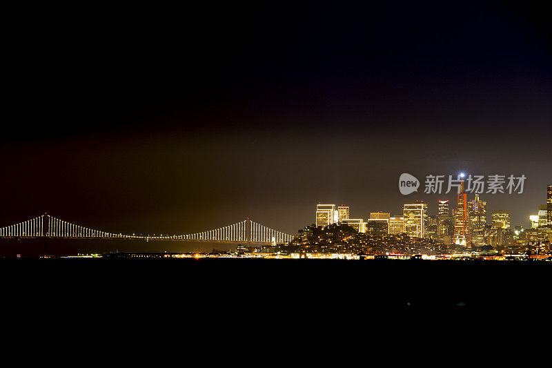 旧金山市中心夜景，加利福尼亚