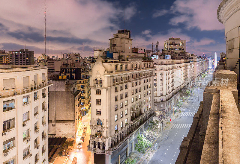 阿根廷布宜诺斯艾利斯市在晚上