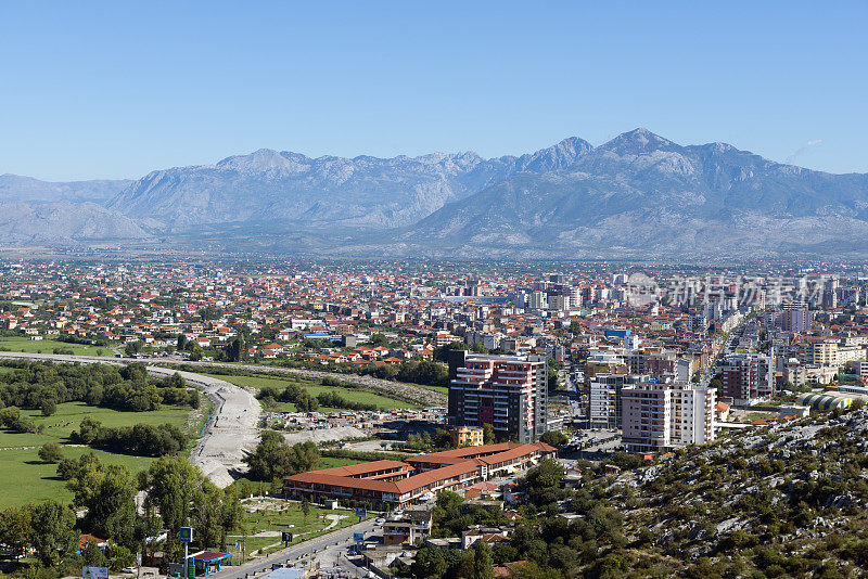 Shkod周围的城市和景观?r (Shkodra),阿尔巴尼亚