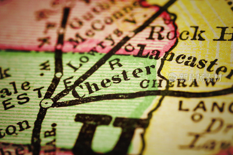 南卡罗莱纳的切斯特古董地图