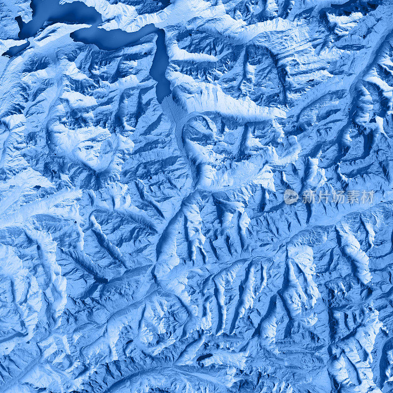 Uri广州瑞士3D渲染地形图蓝色