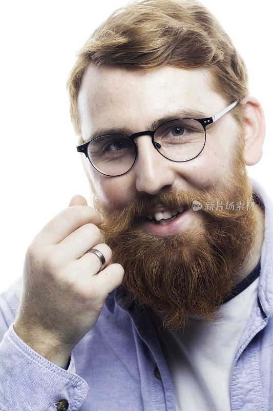 一个红头发的人的肖像，留着相配的胡子