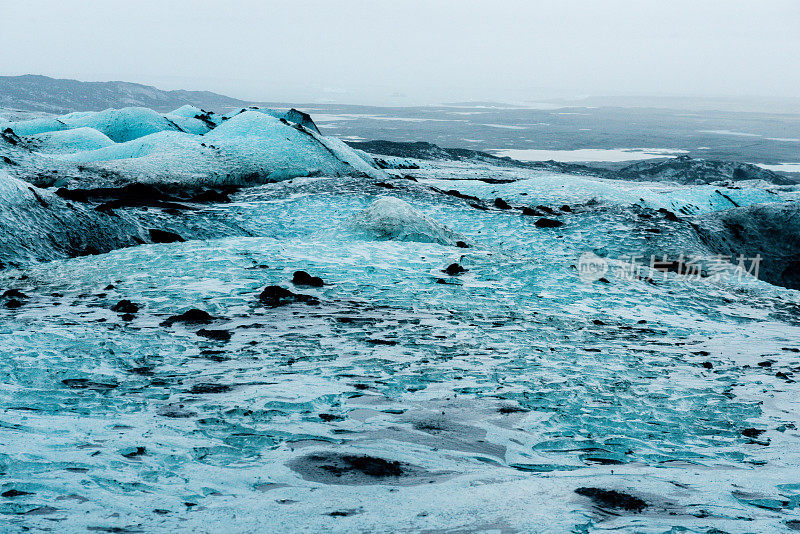 Vatnajokull冰岛蓝色冰川冰景观