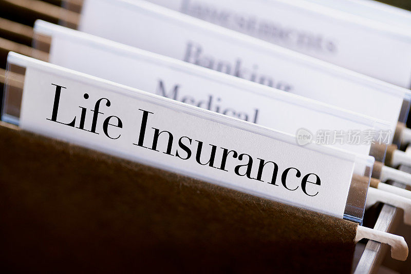 人寿保险:有标签和标签的抽屉中的文件和文件夹:家庭办公室管理