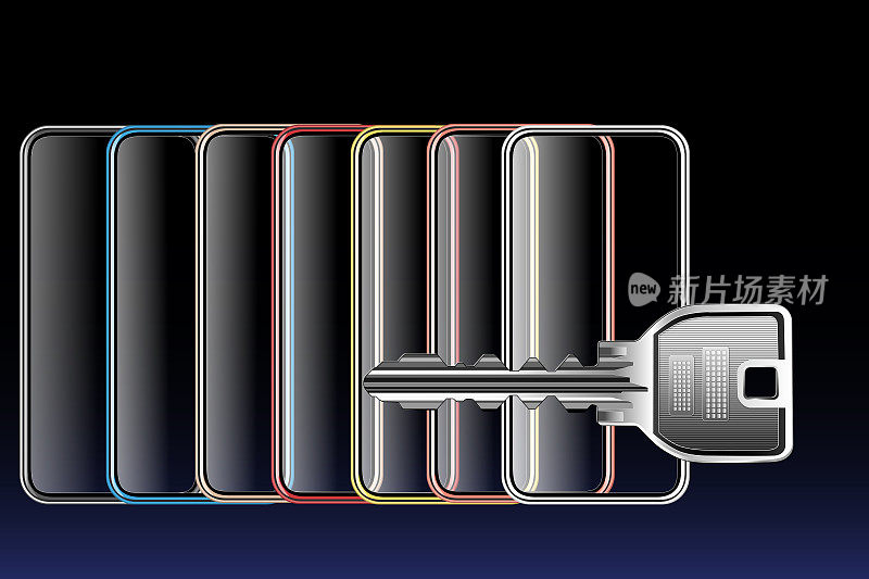 多部智能手机和钥匙