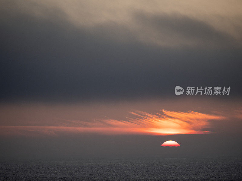 夏天的太阳在太平洋地平线上落下