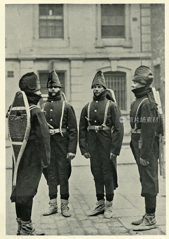 19世纪的加拿大军队，穿着冬季制服的炮兵