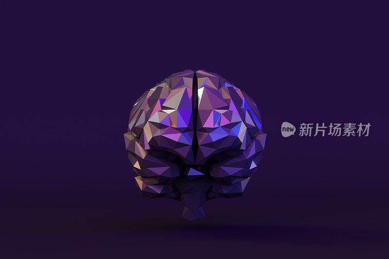 脑，人工智能概念，低聚，霓虹灯