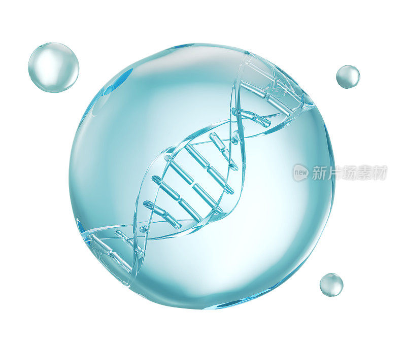 化妆品保湿水分子，化妆品精华液，液体泡沫，隔离白底，3d渲染