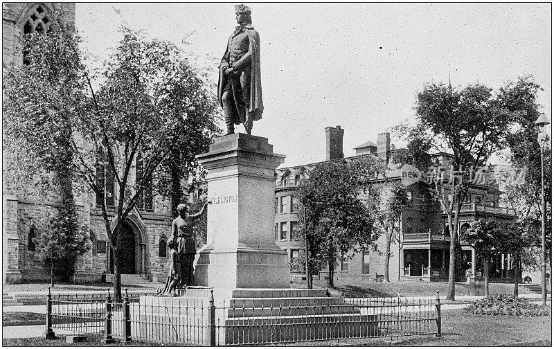 威斯康星州密尔沃基的古老黑白照片:华盛顿纪念碑