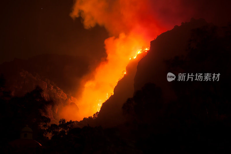 夜间山里的野火