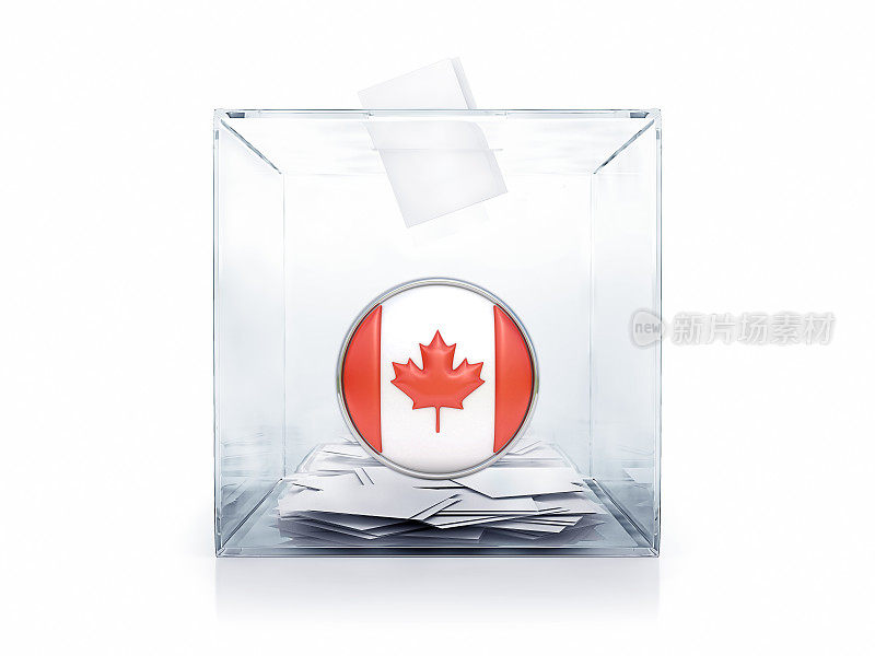 带有加拿大国旗和选票的投票箱