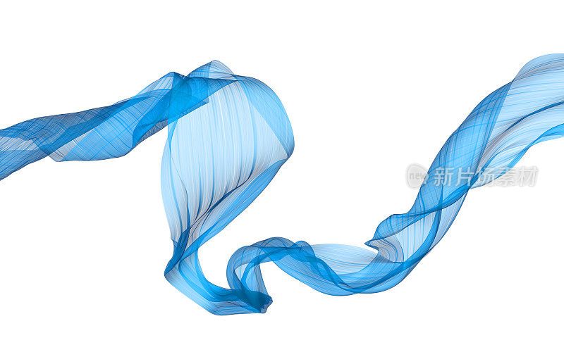 流动的蓝色satin3d插图上的白色背景