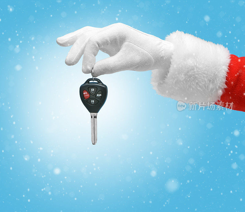 圣诞老人手里拿着车钥匙