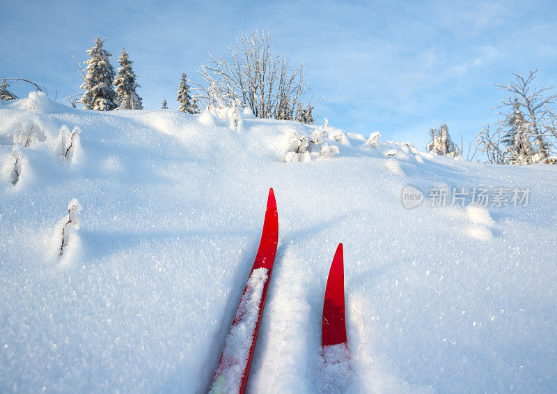 挪威奥斯陆，在皑皑白雪中越野滑雪