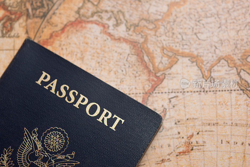 世界地图上的美国护照有拷贝空间