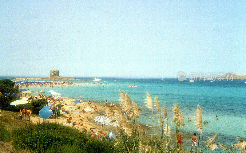 意大利撒丁岛Stintino海滩的夏日，人满为患