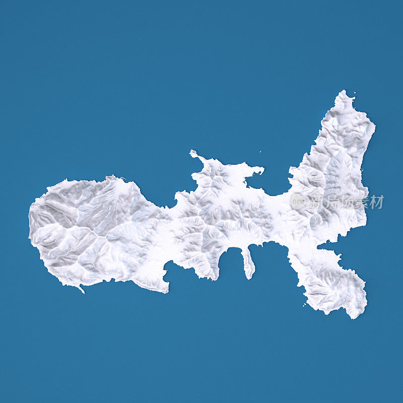 厄尔巴岛3D模型地形图白色顶视图