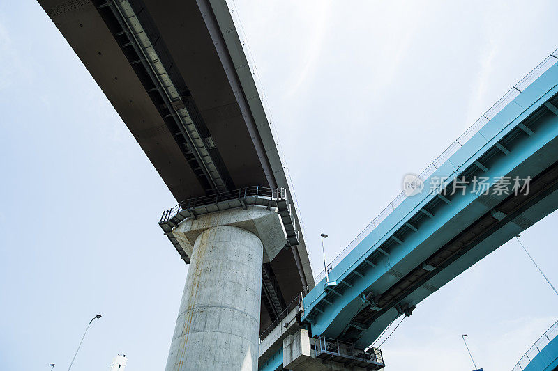 一条重型公路和一片蔚蓝的天空。