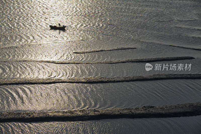 日落的泥滩，霞浦，中国，福建