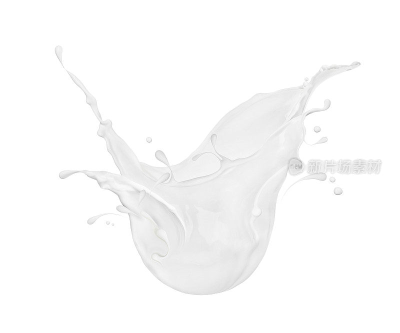 溅起的牛奶近距离孤立的白色背景
