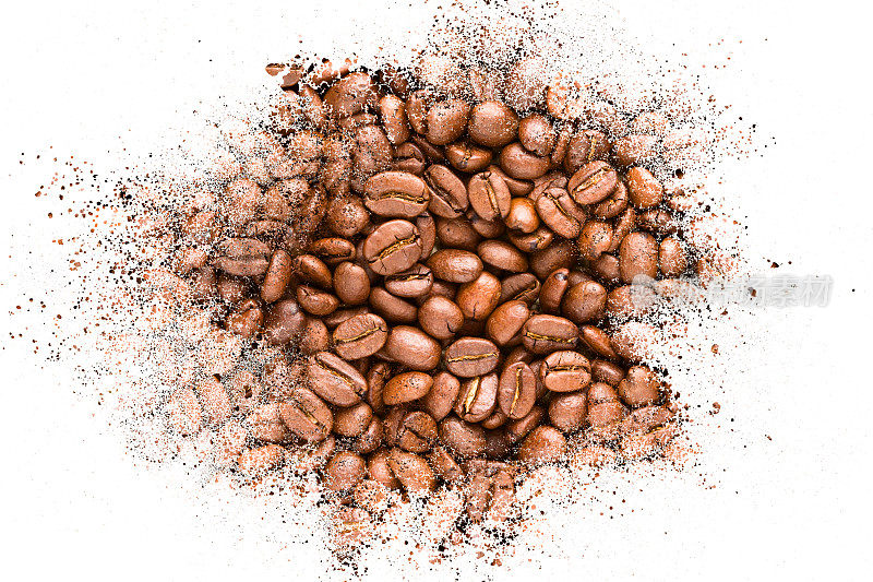 咖啡豆爆炸的抽象背景
