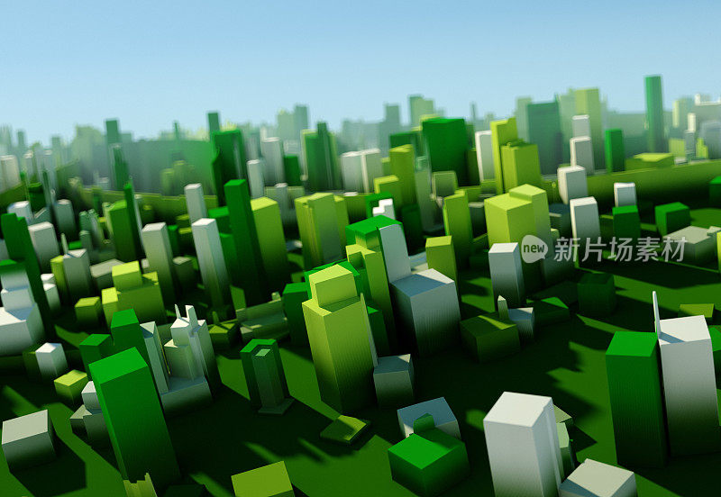 沙拉旋转几何元素艺术模式城市模糊3D